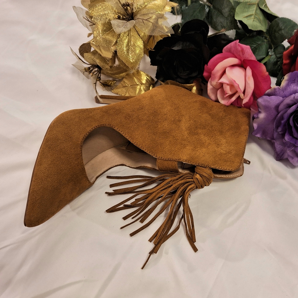 Journee Collection Brown Ankle Boots with Fringe